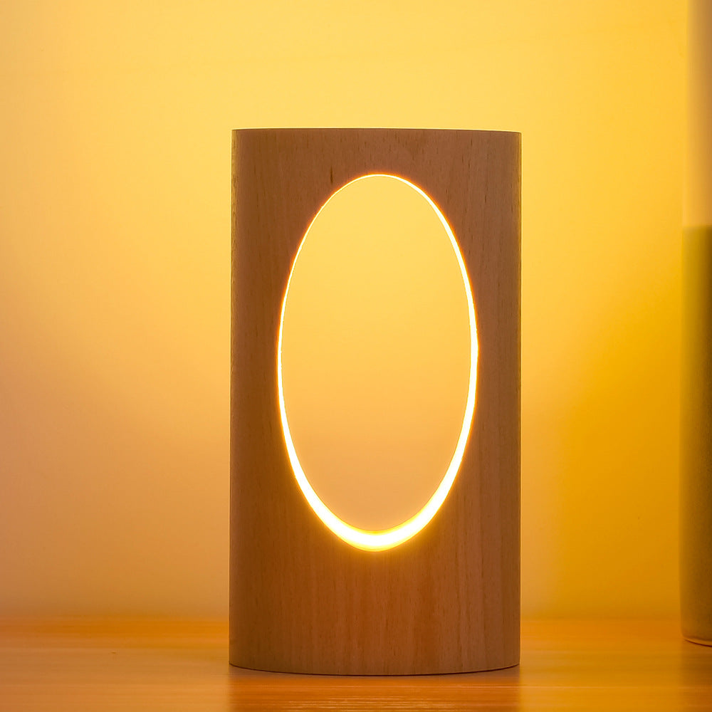 Modern Minimalist Wooden LED Night Light Desk Lamp