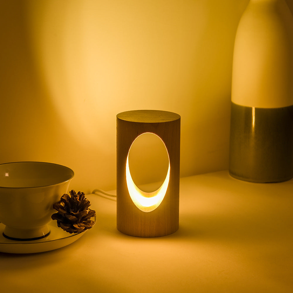 Modern Minimalist Wooden LED Night Light Desk Lamp
