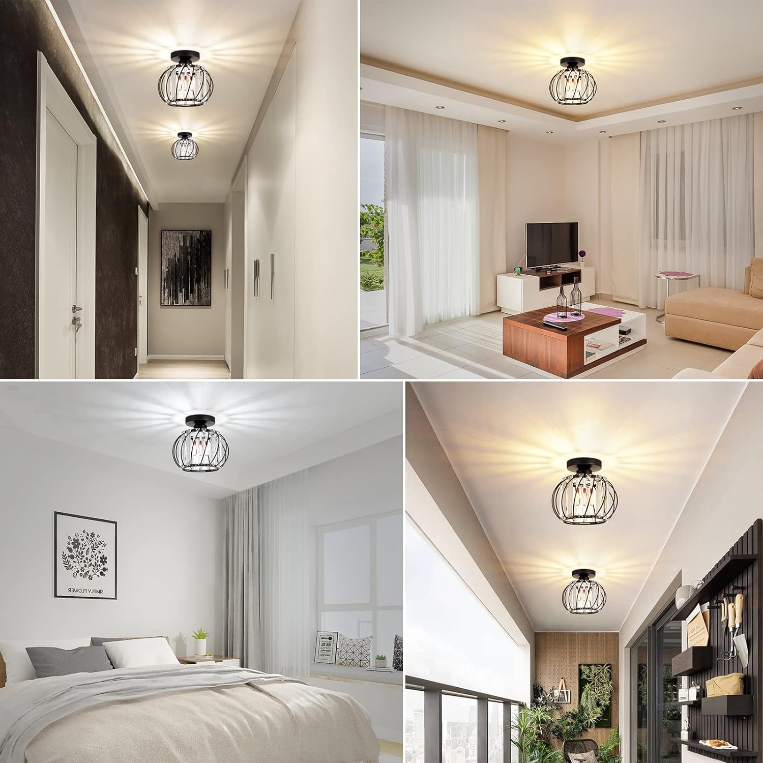 Modern Open-Frame Ceiling Lamp Flush Mount Light Fixture
