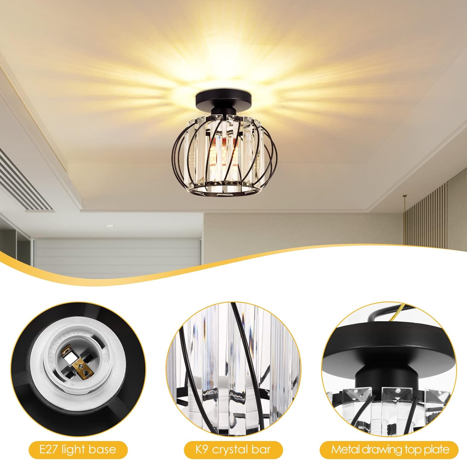 Modern Open-Frame Ceiling Lamp Flush Mount Light Fixture