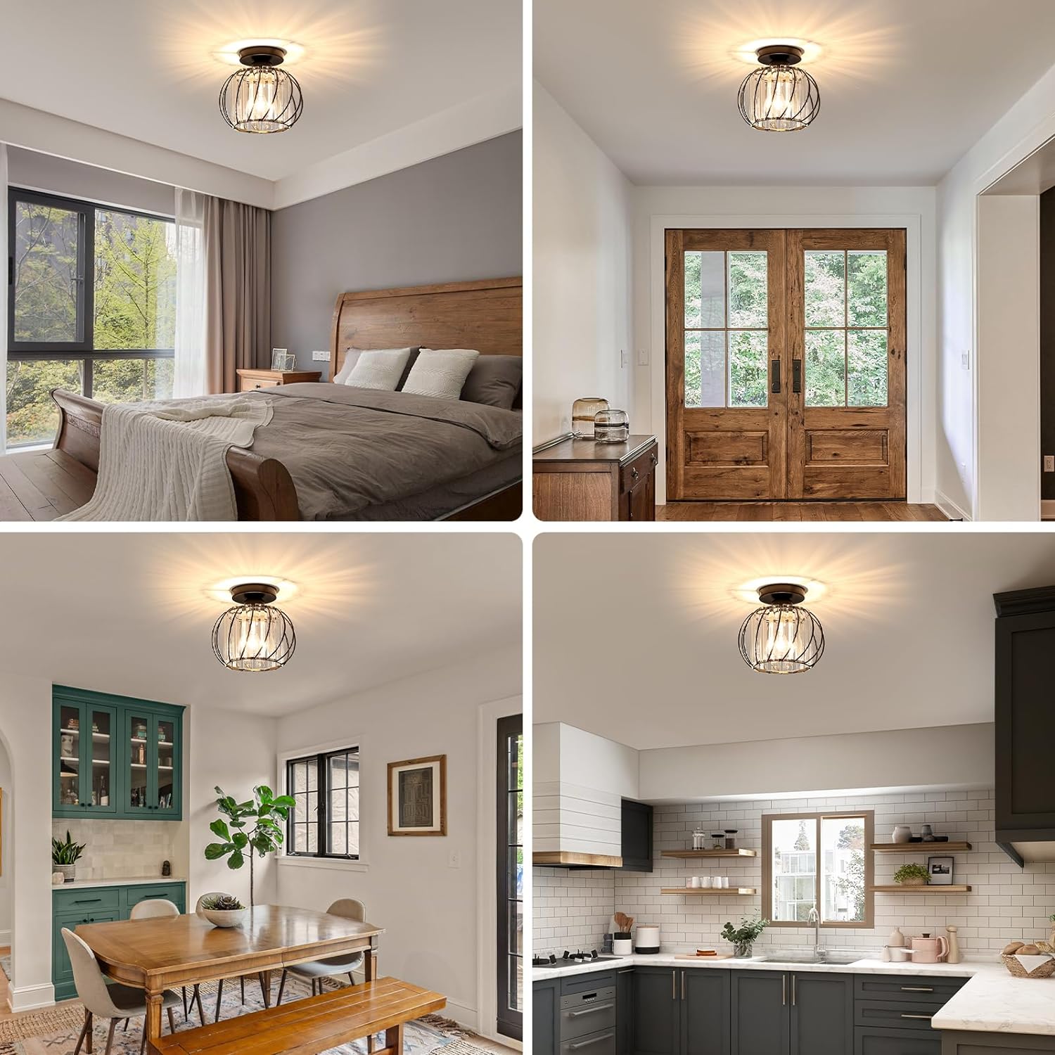 Modern Open-Frame Ceiling Lamp Flush Mount Light Fixture