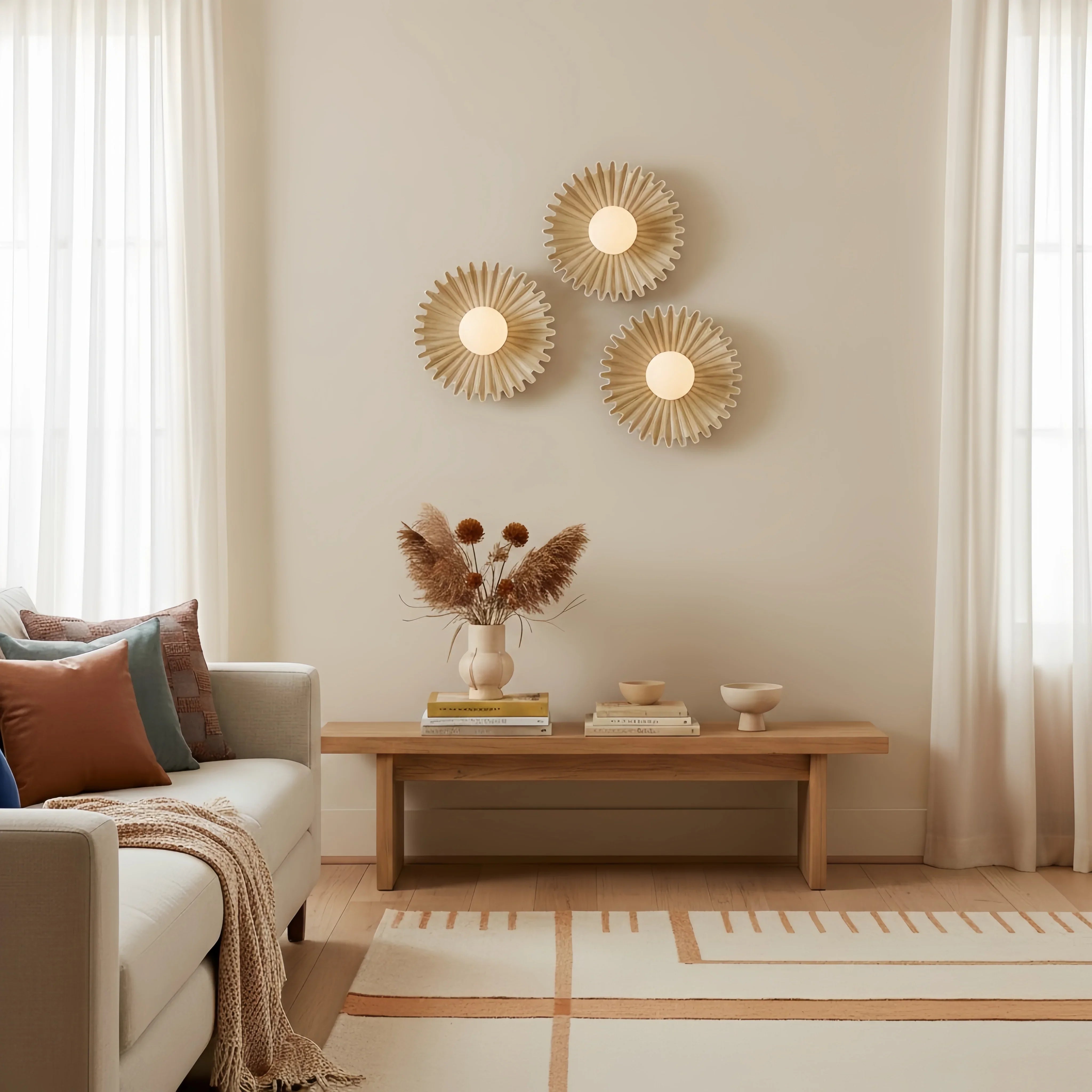 Modern Ceramic Flower Wall Light with Warm LED Glow