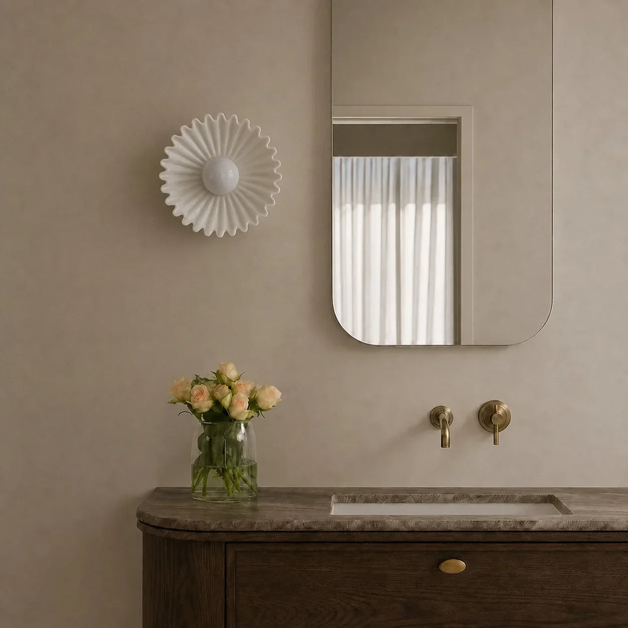 Modern Ceramic Flower Wall Light with Warm LED Glow