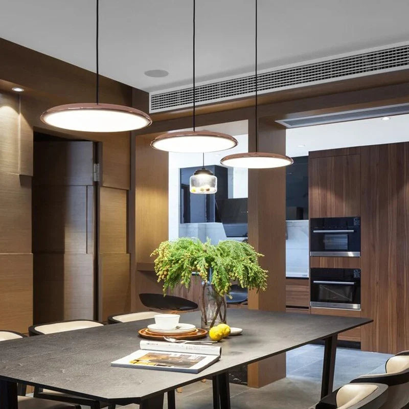 Modern LED Pendant Light – Ultra-Thin Disc Shade Ceiling Lamp for Living Room or Dining Room