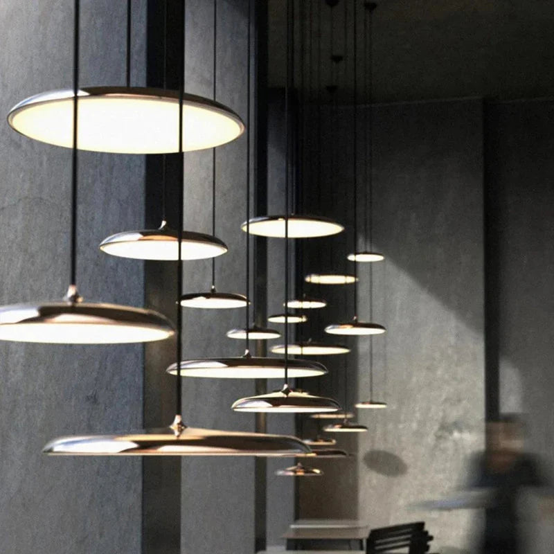 Modern LED Pendant Light – Ultra-Thin Disc Shade Ceiling Lamp for Living Room or Dining Room