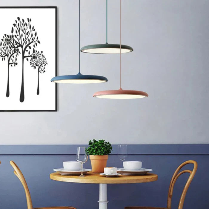 Modern LED Pendant Light – Ultra-Thin Disc Shade Ceiling Lamp for Living Room or Dining Room