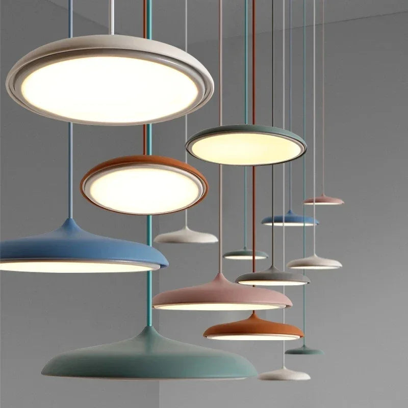 Modern LED Pendant Light – Ultra-Thin Disc Shade Ceiling Lamp for Living Room or Dining Room