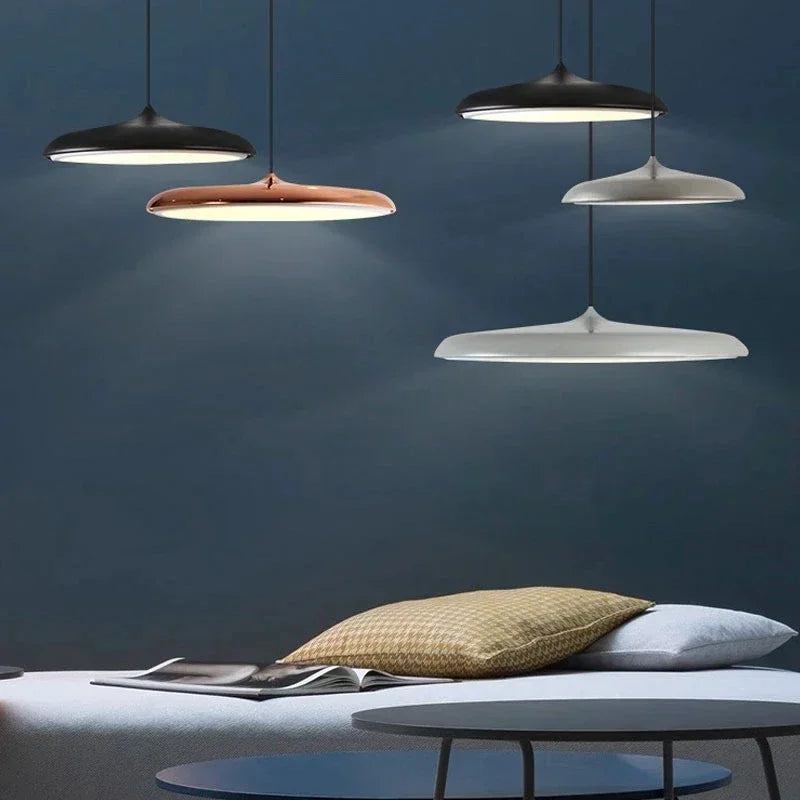 Modern LED Pendant Light – Ultra-Thin Disc Shade Ceiling Lamp for Living Room or Dining Room