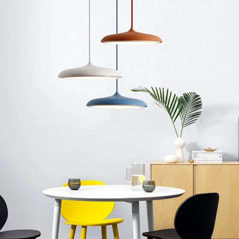 Modern LED Pendant Light – Ultra-Thin Disc Shade Ceiling Lamp for Living Room or Dining Room