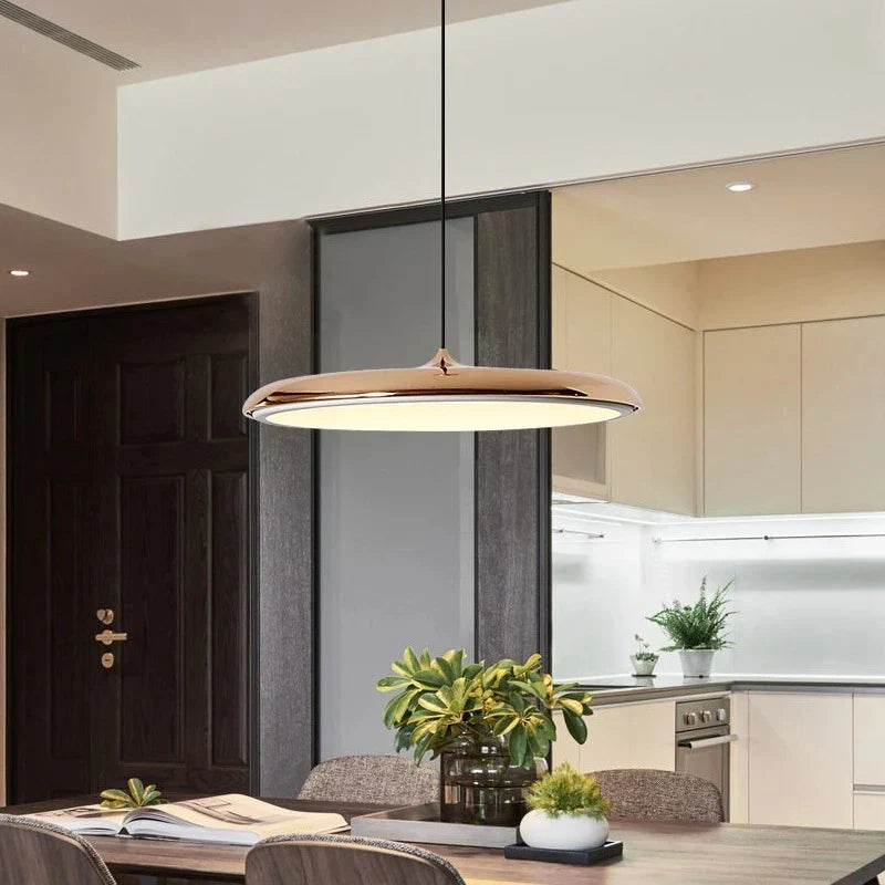 Modern LED Pendant Light – Ultra-Thin Disc Shade Ceiling Lamp for Living Room or Dining Room