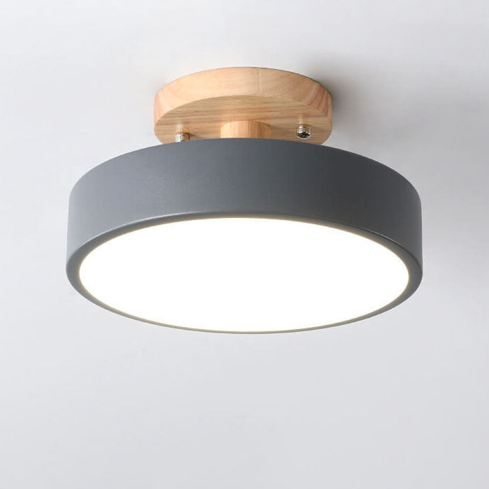 Modern Round Semi-Flush Mount LED Ceiling Light with Adjustable Color Temperature