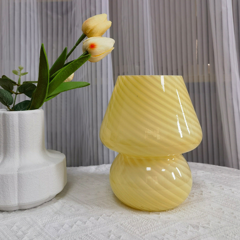 Mushroom-Shaped Glass Table Lamp