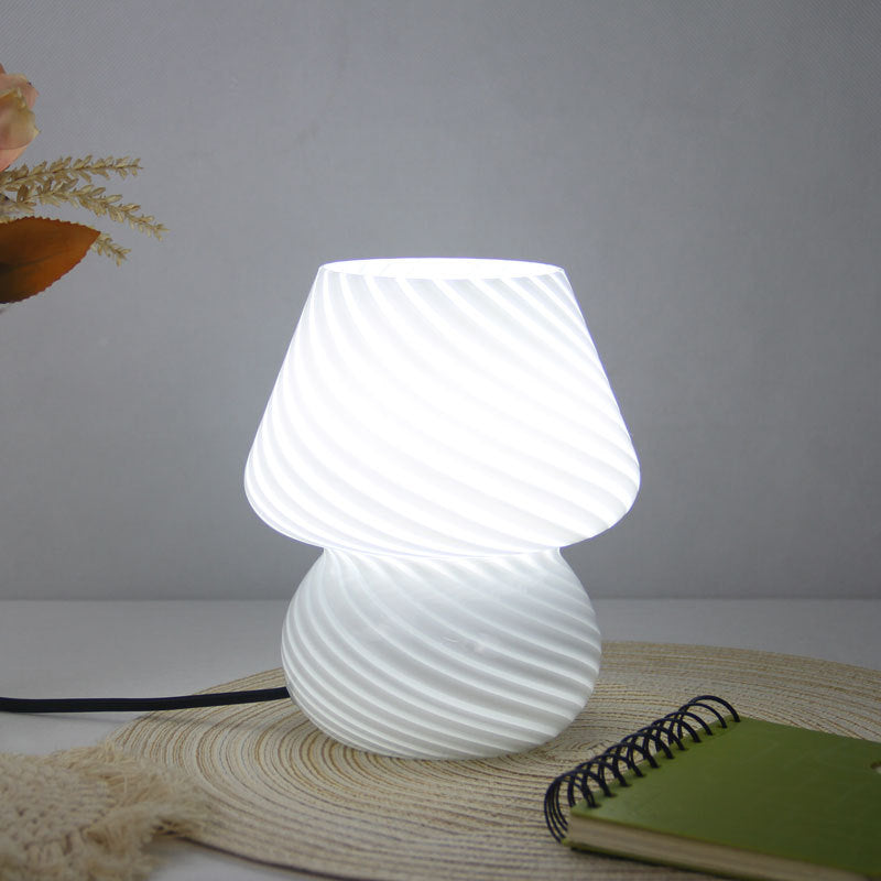 Mushroom-Shaped Glass Table Lamp