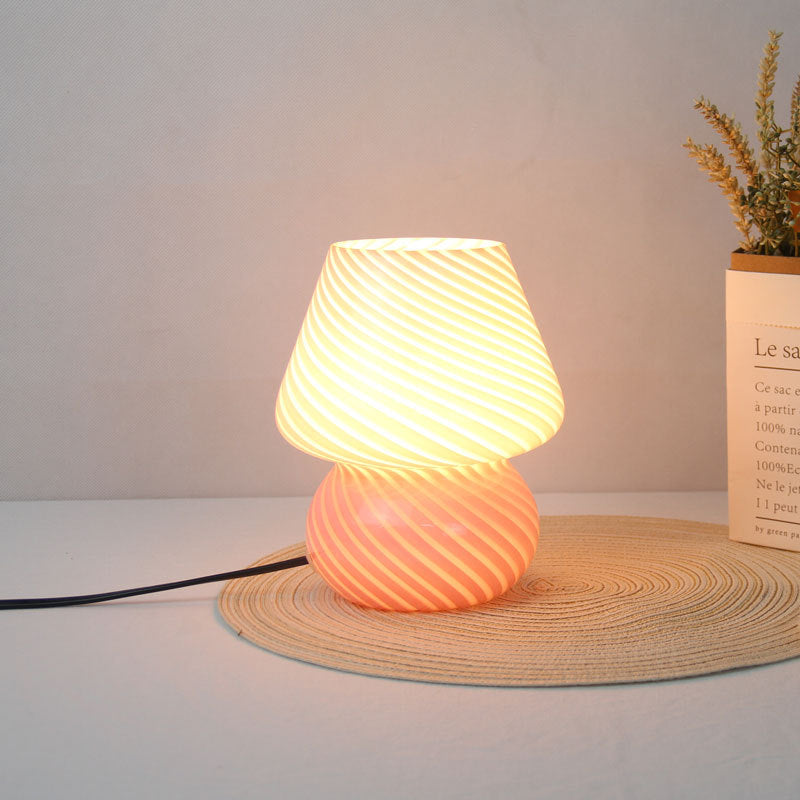 Mushroom-Shaped Glass Table Lamp