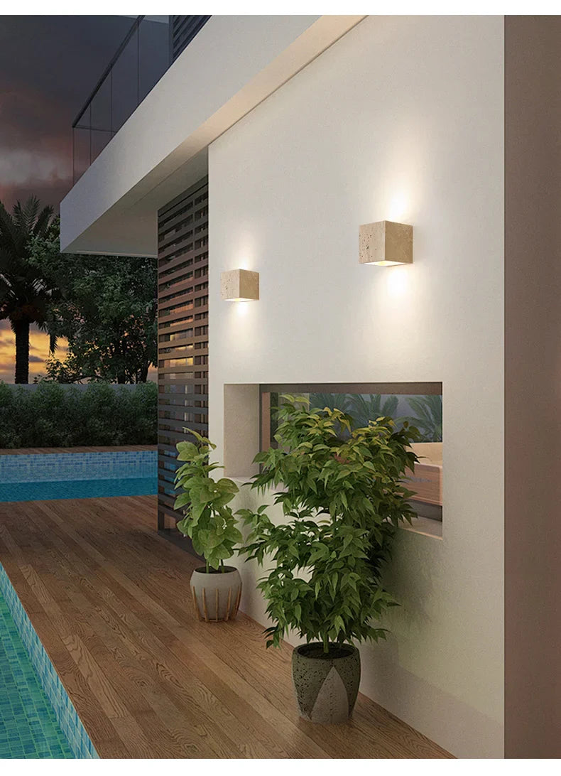 Natural Stone Look Wall Lamp for Garden Hallway and Bathroom