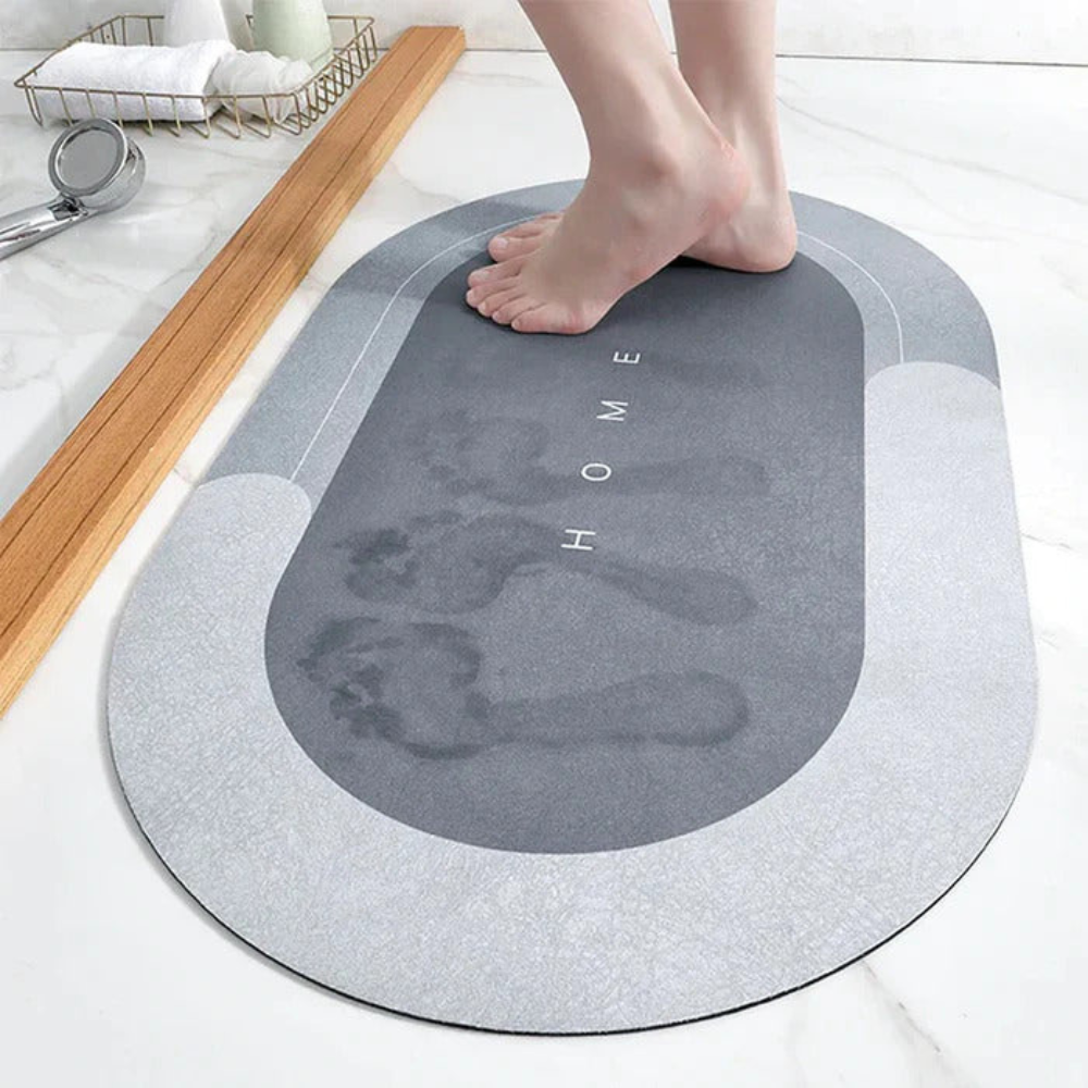 Non-Slip Oval Bath Mat – Quick-Dry Super Absorbent Nappa Leather Bathroom Mat for Safety and Comfort