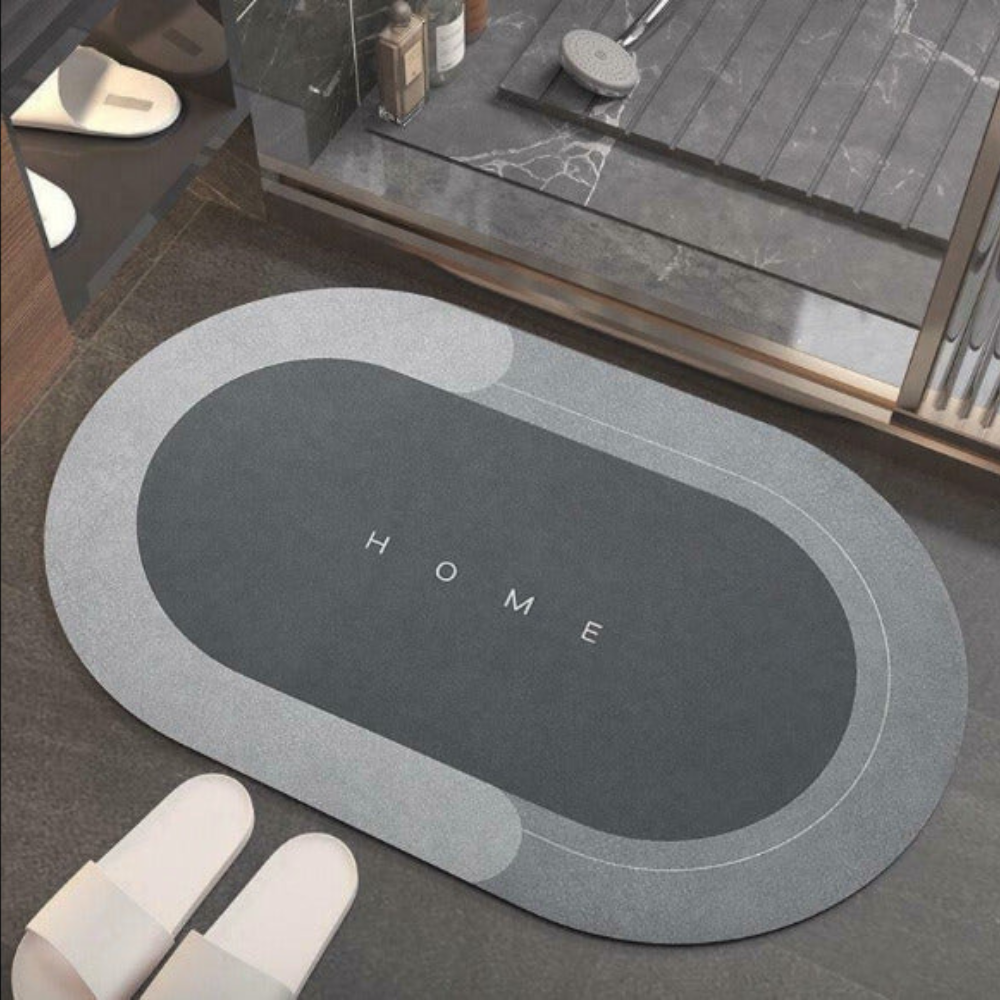 Non-Slip Oval Bath Mat – Quick-Dry Super Absorbent Nappa Leather Bathroom Mat for Safety and Comfort