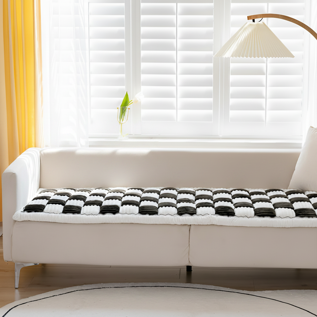 Non-Slip Checkered Plush Pet Mat
