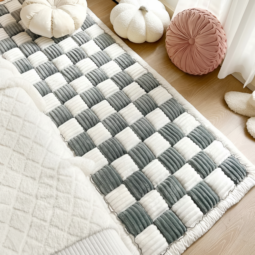 Non-Slip Checkered Plush Pet Mat
