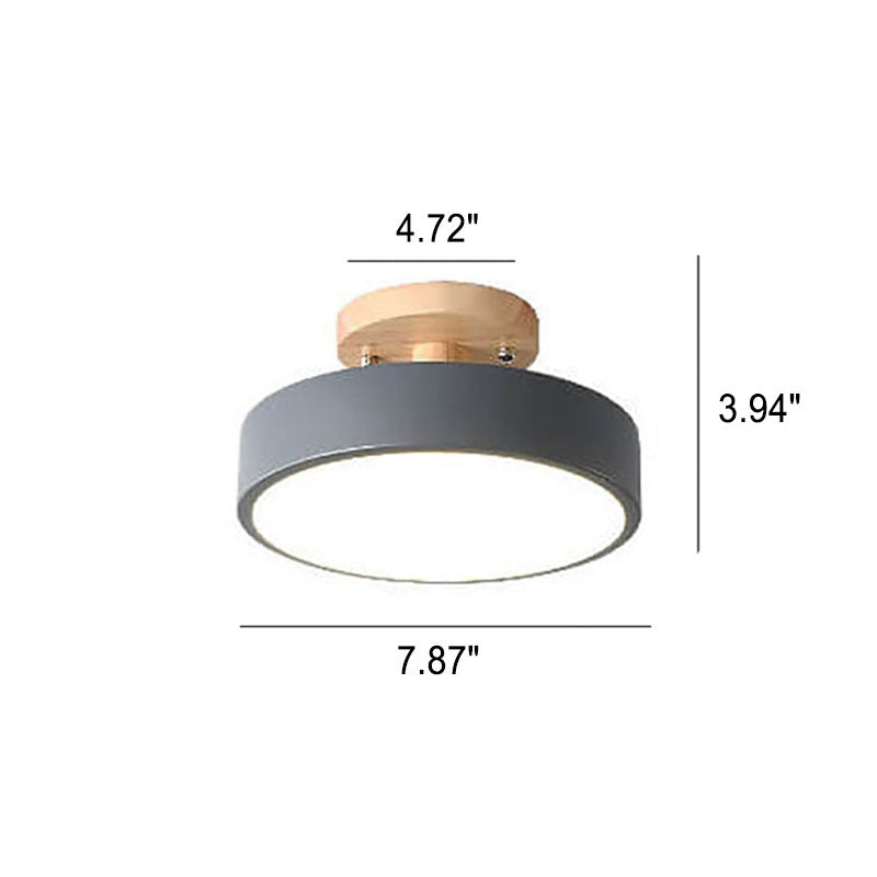 Nordic Round LED Flush Mount Ceiling Light Fixture with Adjustable Color Temperature – Modern Wood Design for Living Room, Hallway, Bedroom