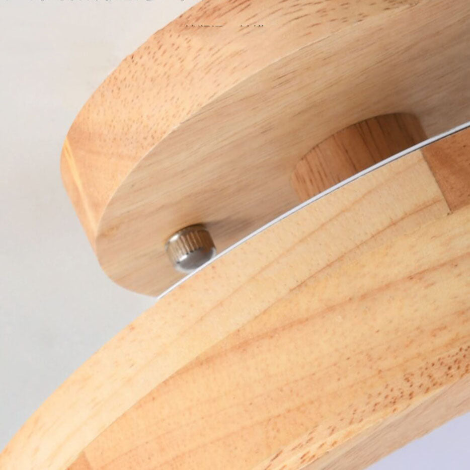 Nordic Round LED Flush Mount Ceiling Light Fixture with Adjustable Color Temperature – Modern Wood Design for Living Room, Hallway, Bedroom
