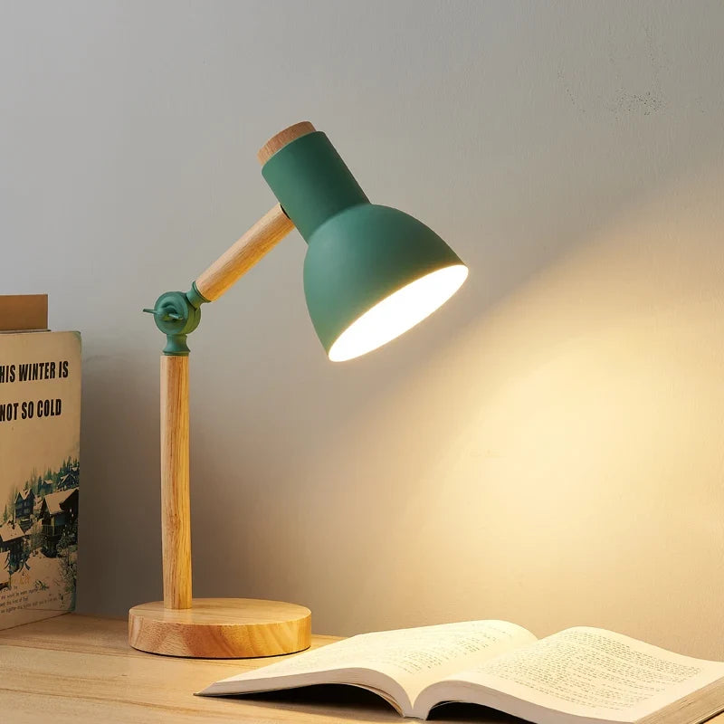 Nordic Wooden Desk Lamp Adjustable Modern Table Light