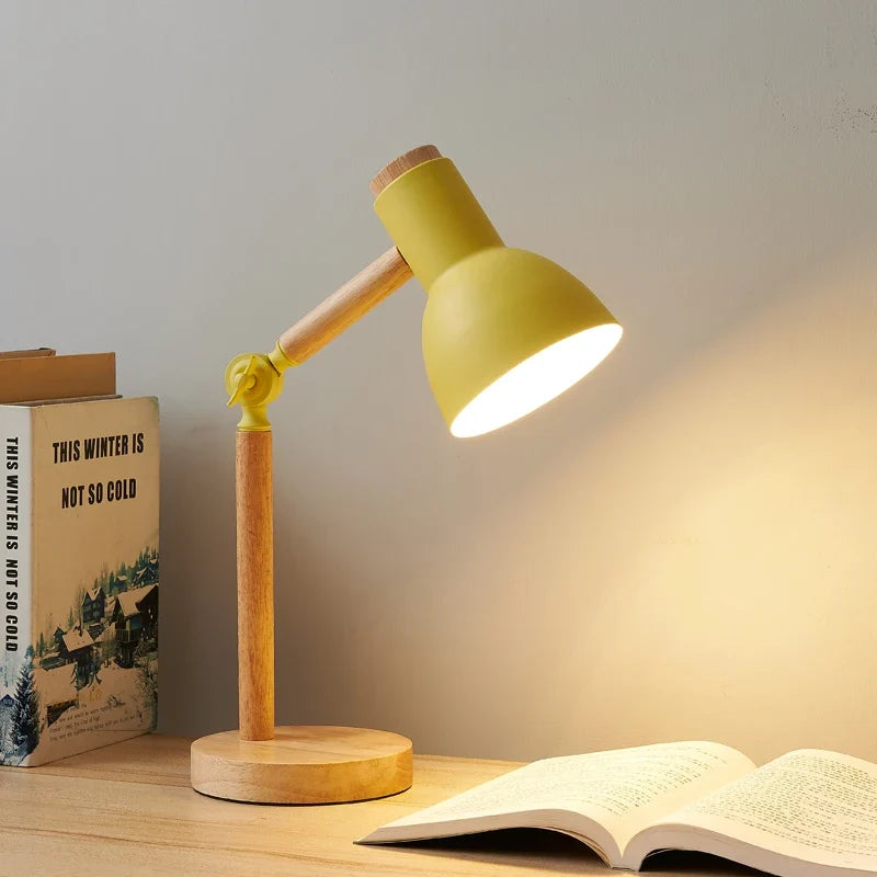Nordic Wooden Desk Lamp Adjustable Modern Table Light