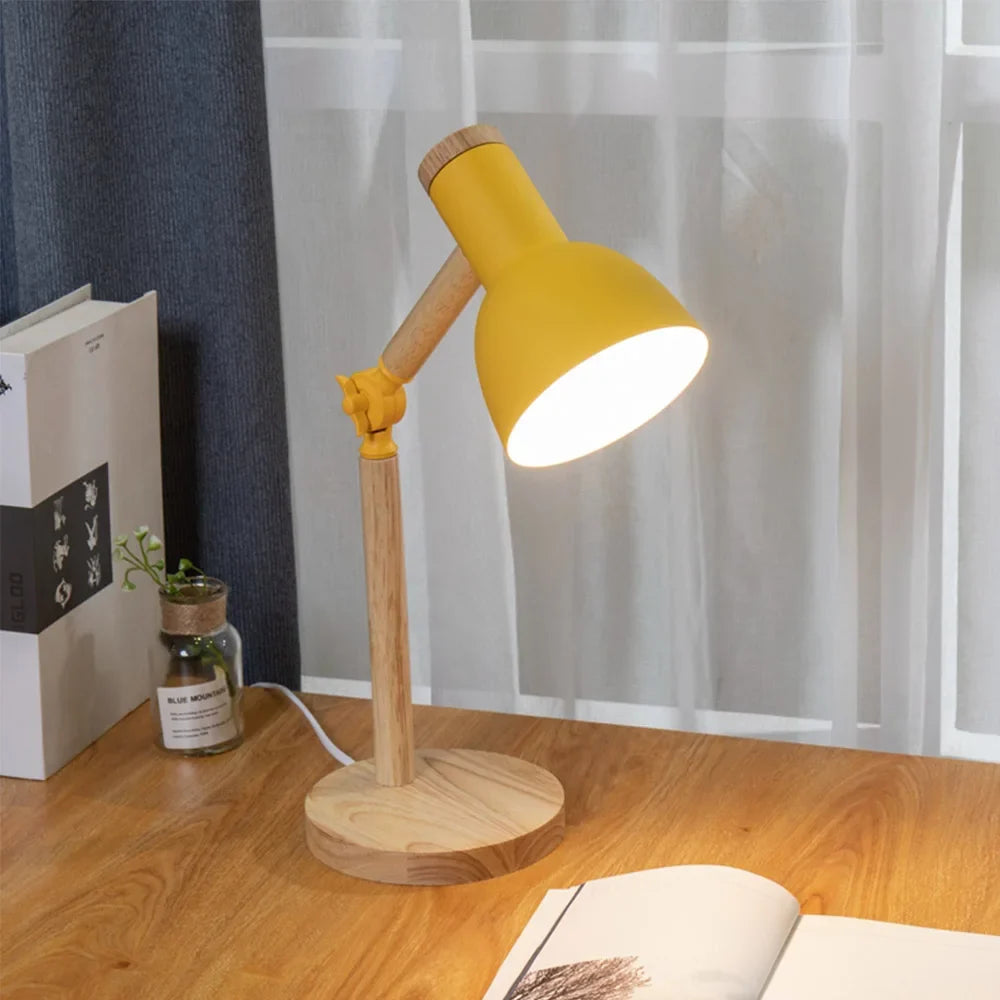 Nordic Wooden Desk Lamp Adjustable Modern Table Light