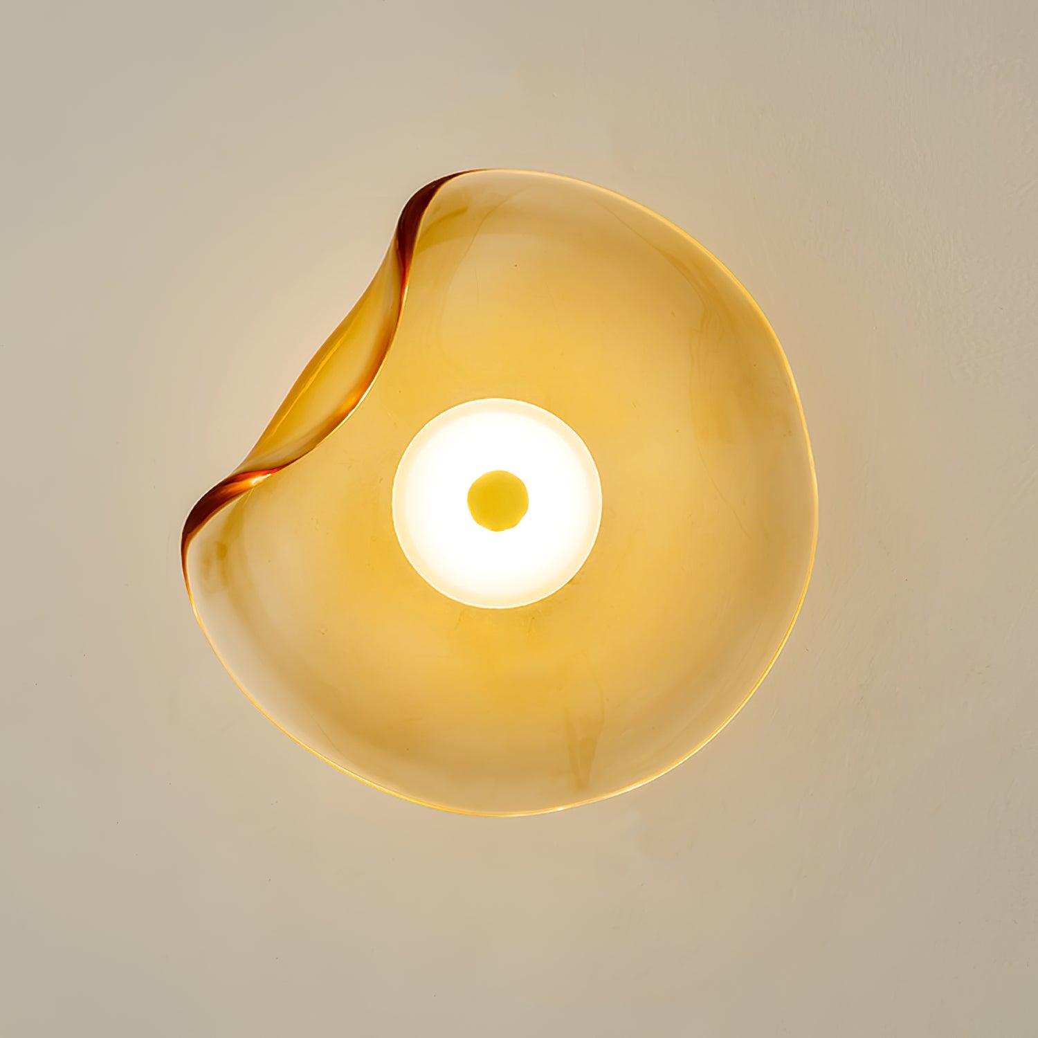 Organic Glass Wall Lamp with Integrated Warm LED