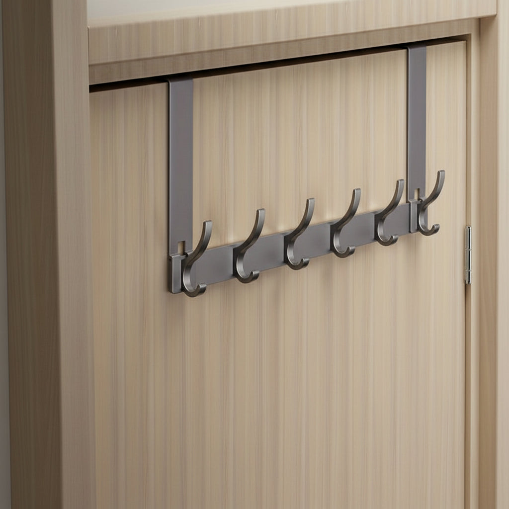 Over-the-Door Coat Rack with Multiple Double Hooks – No-Drill Aluminum Door Hanger