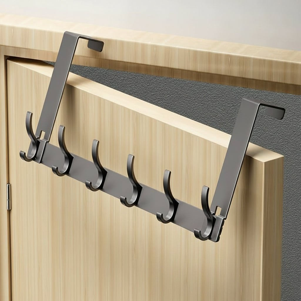 Over-the-Door Coat Rack with Multiple Double Hooks – No-Drill Aluminum Door Hanger