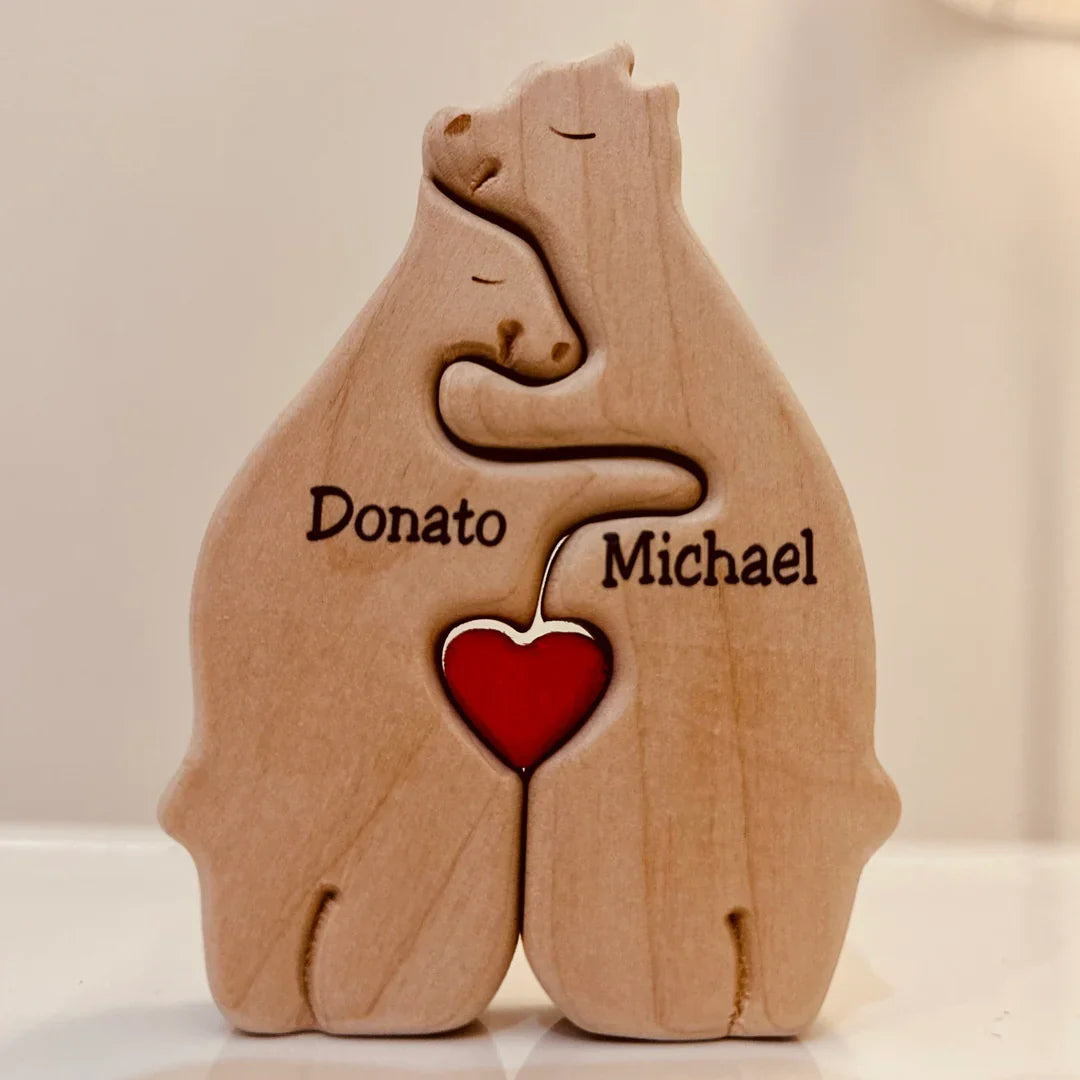 Personalised Wooden Bear Family Figurine