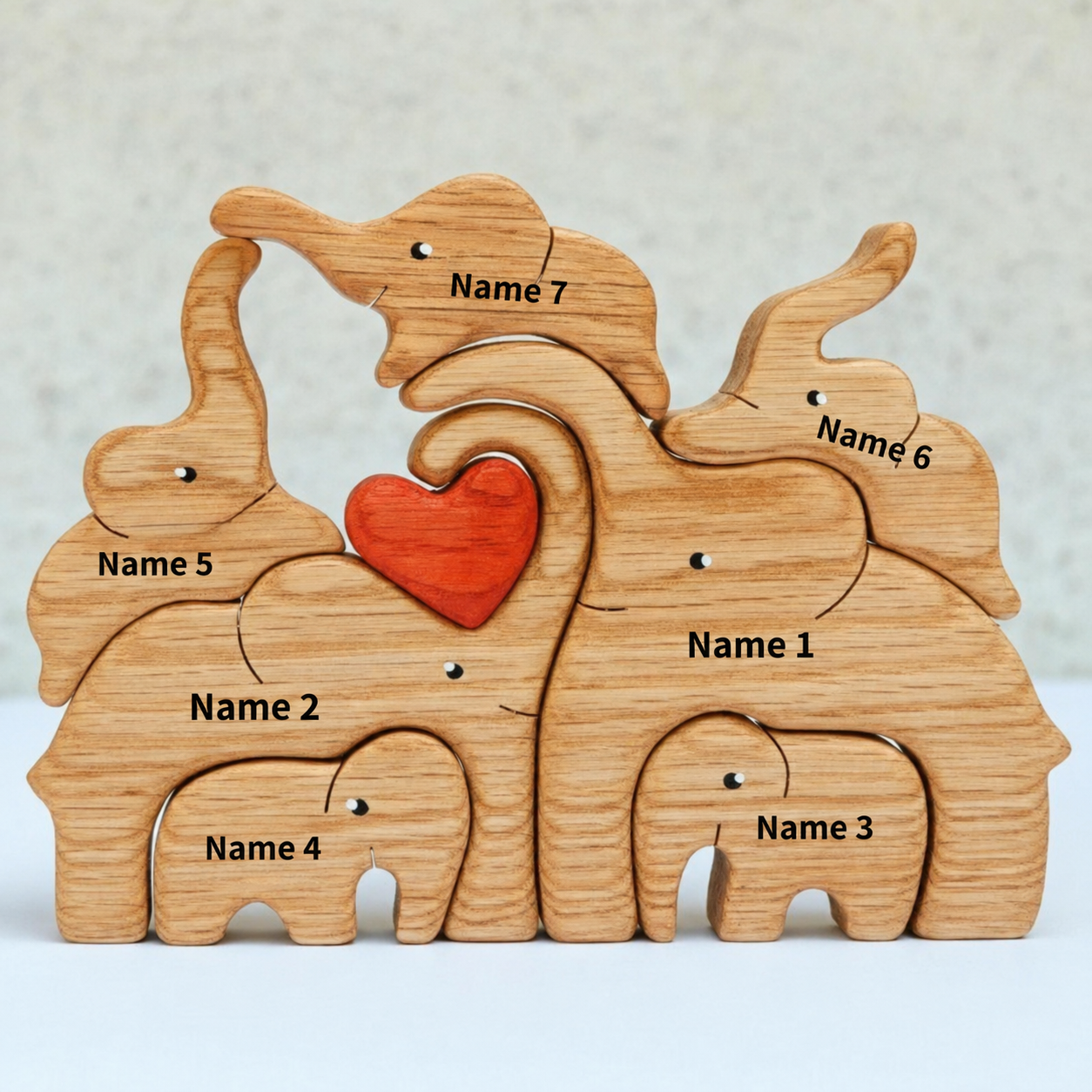 Personalised Wooden Elephant Family Figurine