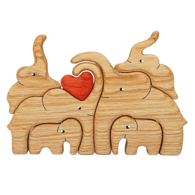 Personalised Wooden Elephant Family Figurine