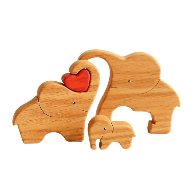 Personalised Wooden Elephant Family Figurine