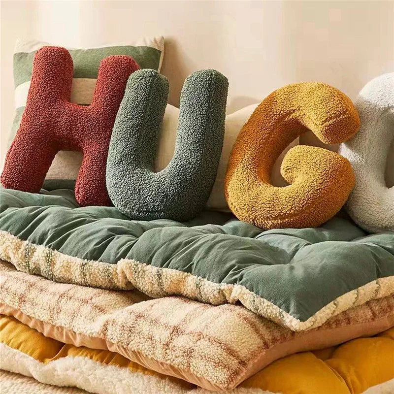 Personalized Velvet Decorative Cushion Cover - Soft Alphabet Pillow for Couch and Home Decor