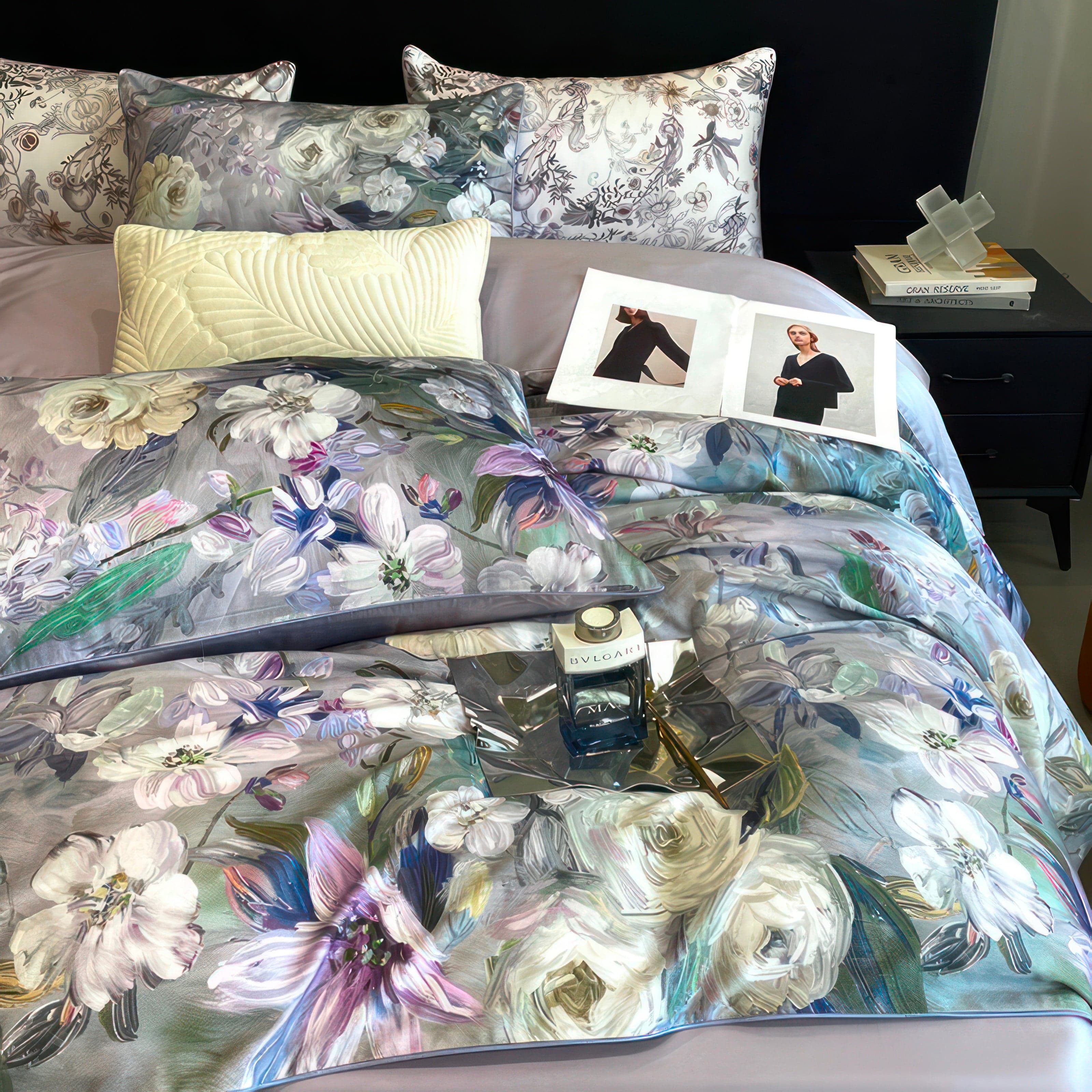 Pillowcase Pair 48 x 74cm, 100% Egyptian Cotton, 600 Thread Count, Luxurious Sateen Weave, Intricate Design, Soft and Cool