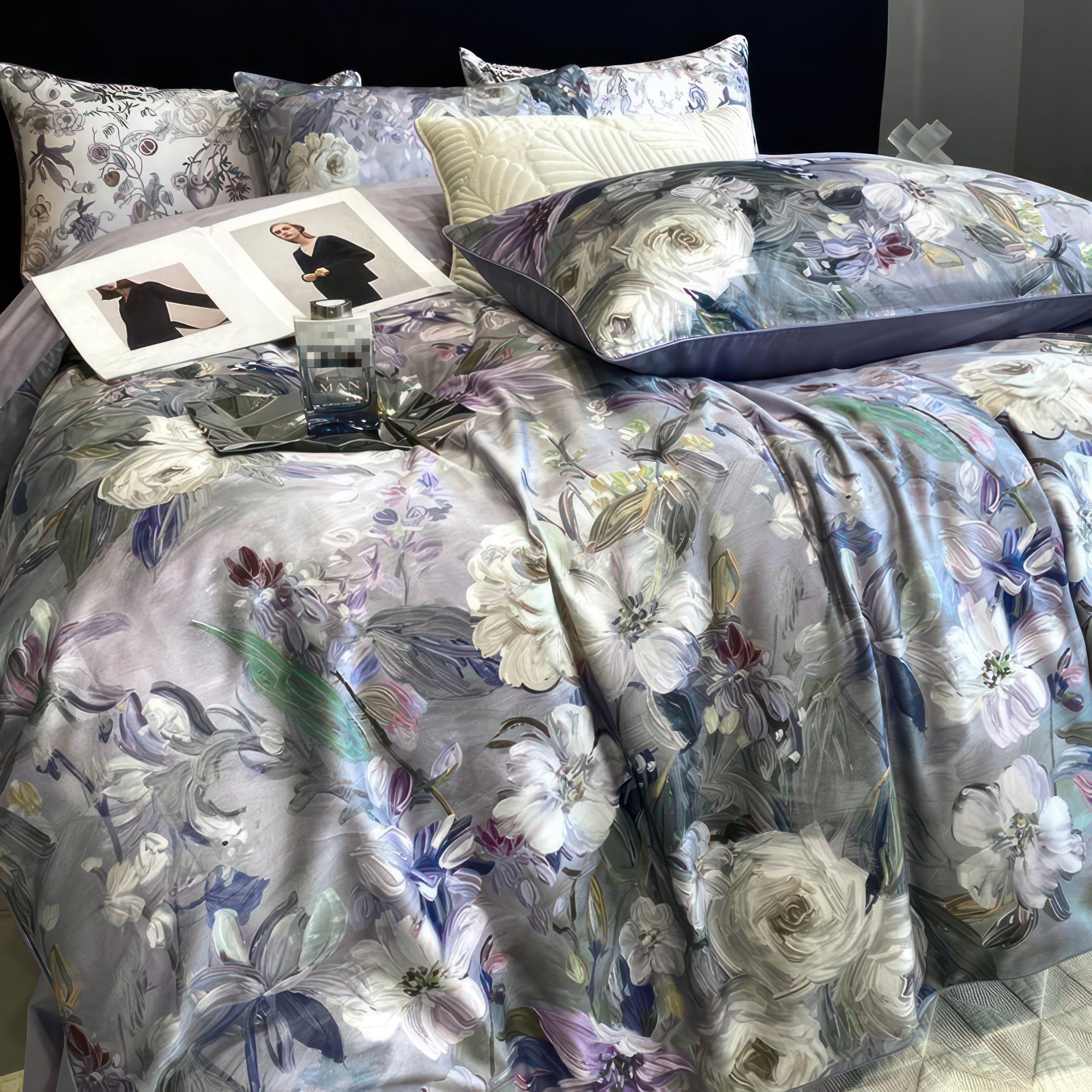 Pillowcase Pair 48 x 74cm, 100% Egyptian Cotton, 600 Thread Count, Luxurious Sateen Weave, Intricate Design, Soft and Cool