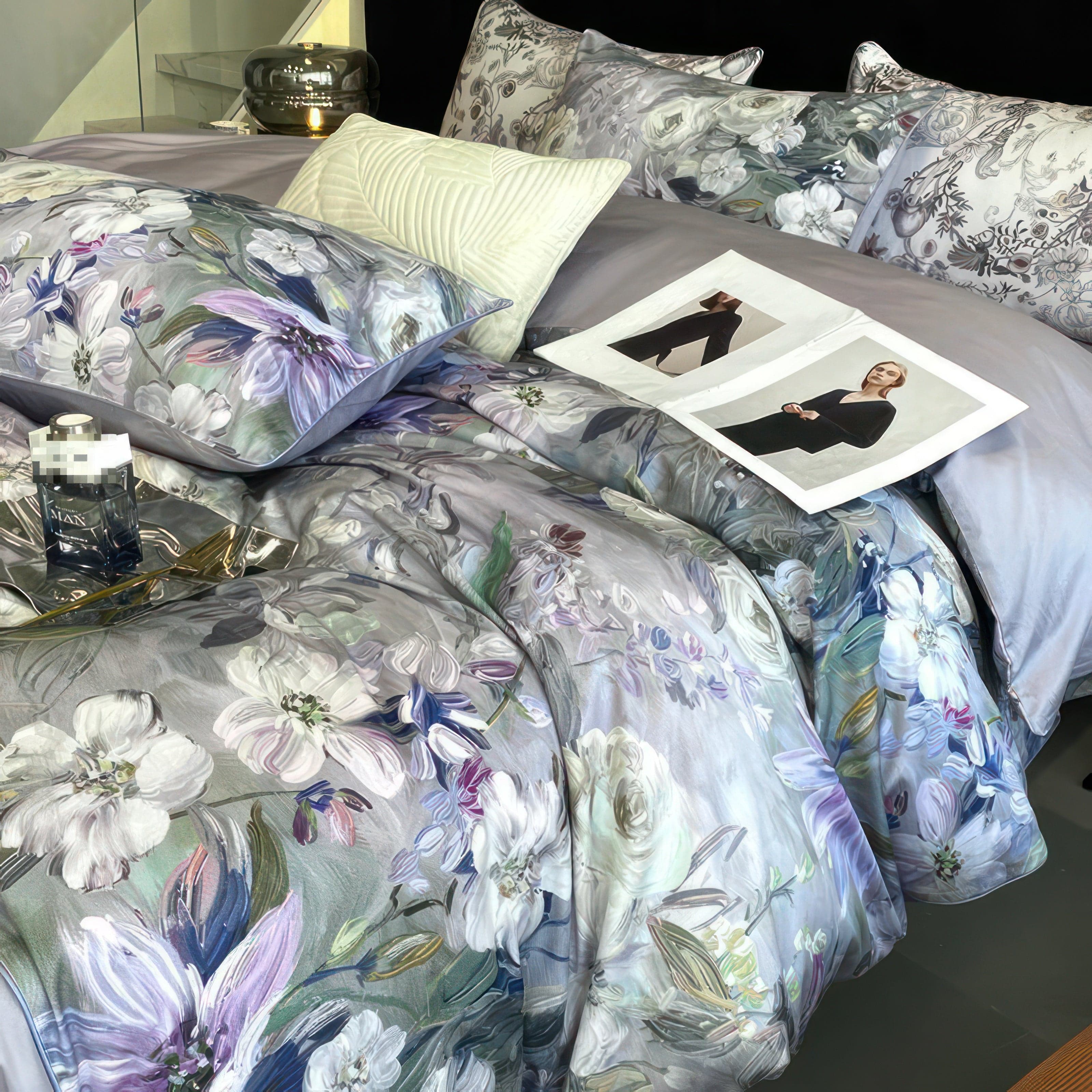Pillowcase Pair 48 x 74cm, 100% Egyptian Cotton, 600 Thread Count, Luxurious Sateen Weave, Intricate Design, Soft and Cool