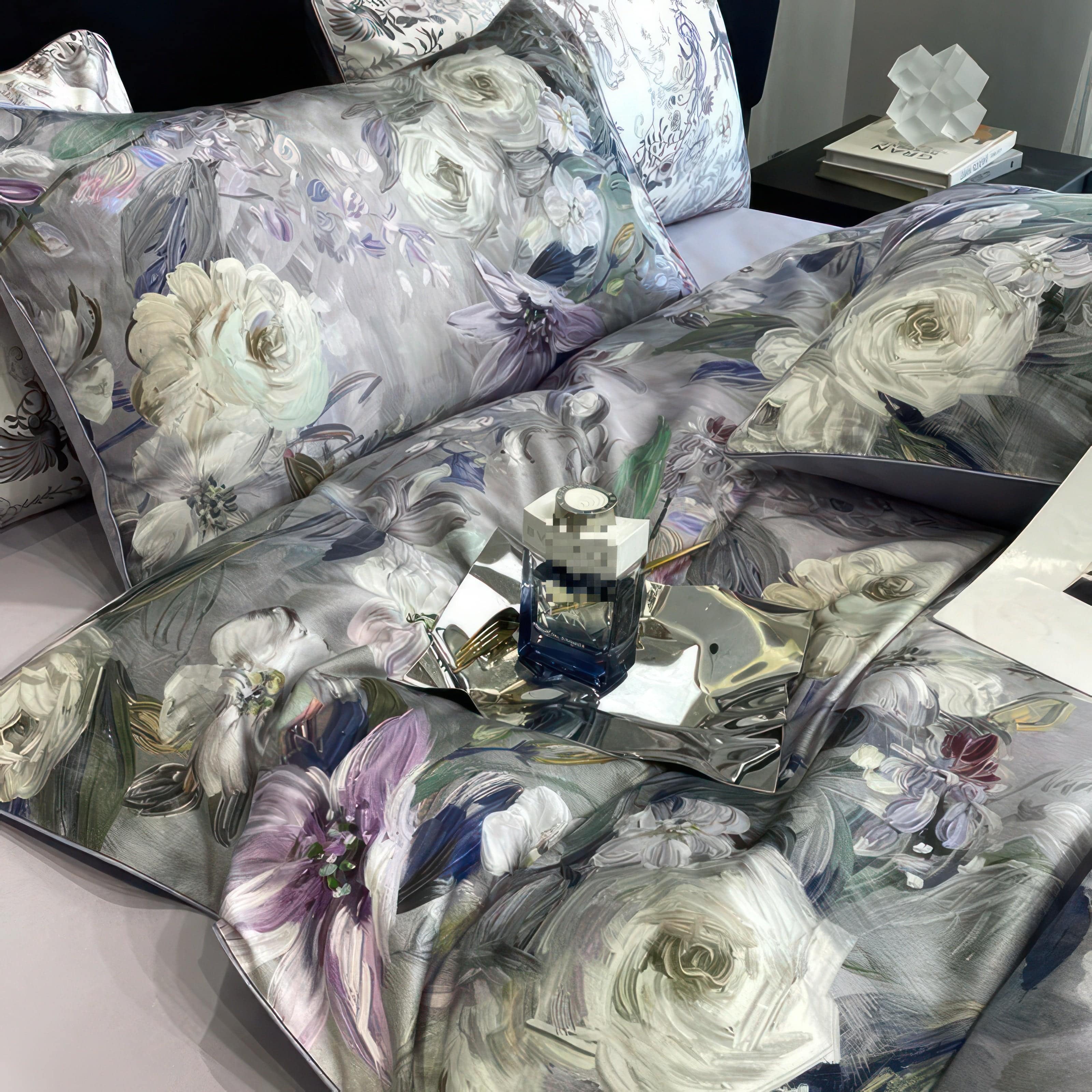 Pillowcase Pair 48 x 74cm, 100% Egyptian Cotton, 600 Thread Count, Luxurious Sateen Weave, Intricate Design, Soft and Cool