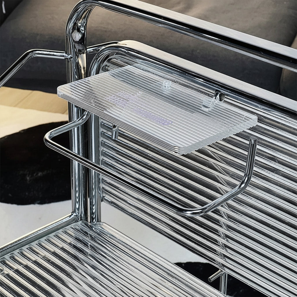 Wall-Mounted Metal Toilet Roll Holder with Integrated Storage Shelf