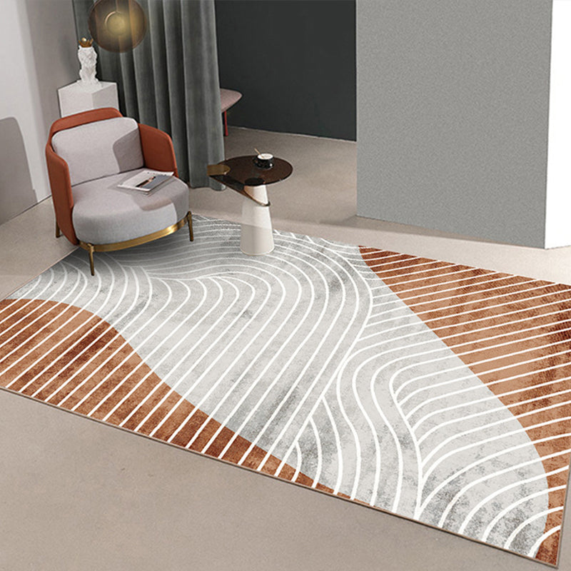 Polyester Area Rug with Multicolor Striped Design for Modern Interiors