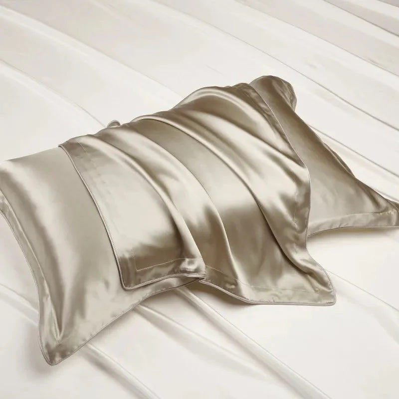 Pure Silk Pillowcase Set, Standard Pillow Size 48x74 cm, Breathable Tencel Underside for Hair and Skin Care
