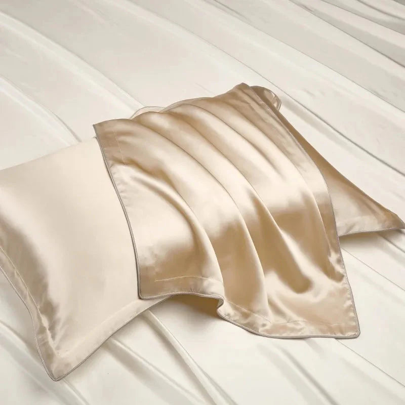 Pure Silk Pillowcase Set, Standard Pillow Size 48x74 cm, Breathable Tencel Underside for Hair and Skin Care