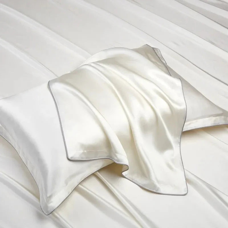 Pure Silk Pillowcase Set, Standard Pillow Size 48x74 cm, Breathable Tencel Underside for Hair and Skin Care