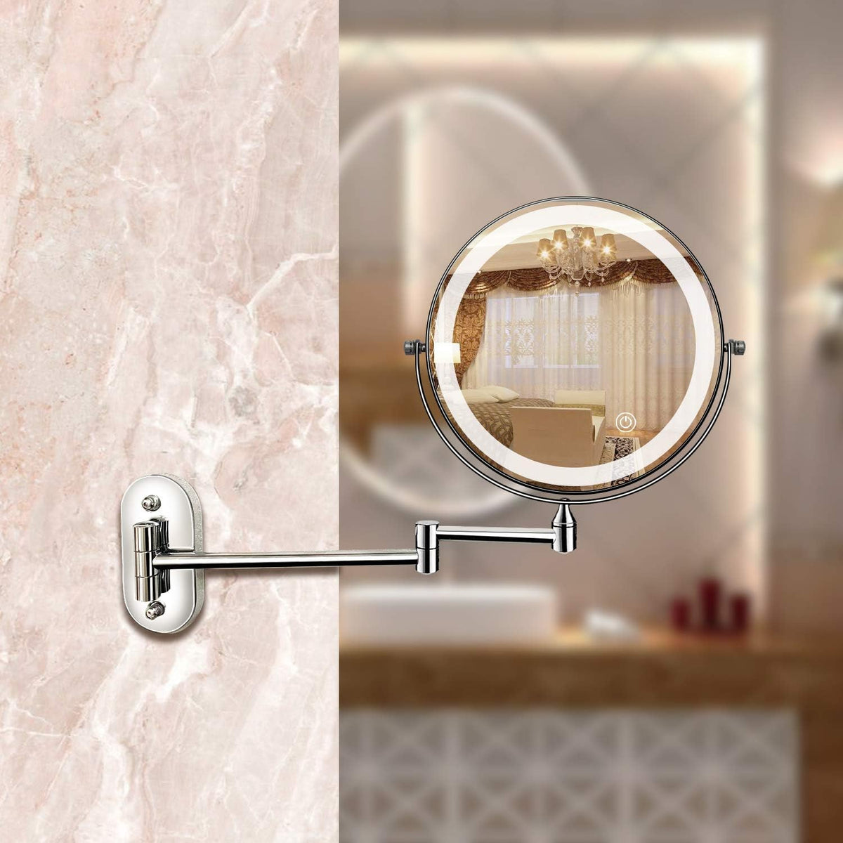 Rechargeable LED Magnifying Makeup Mirror with Touch Lighting