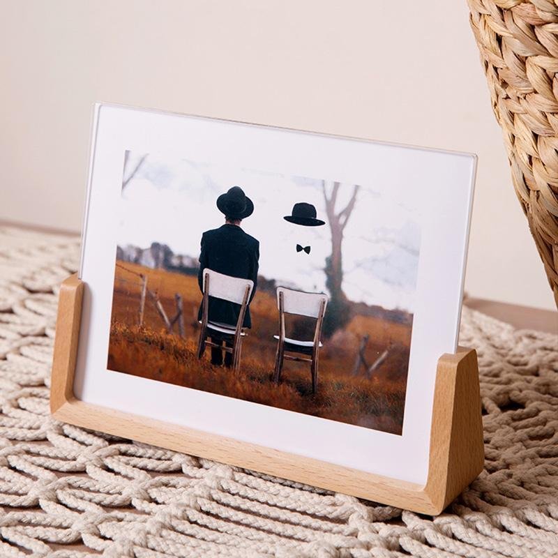 Rectangular Picture Frame 10 x 15 cm with Natural Wood Base – Elegant Photo Frame for Home Decor