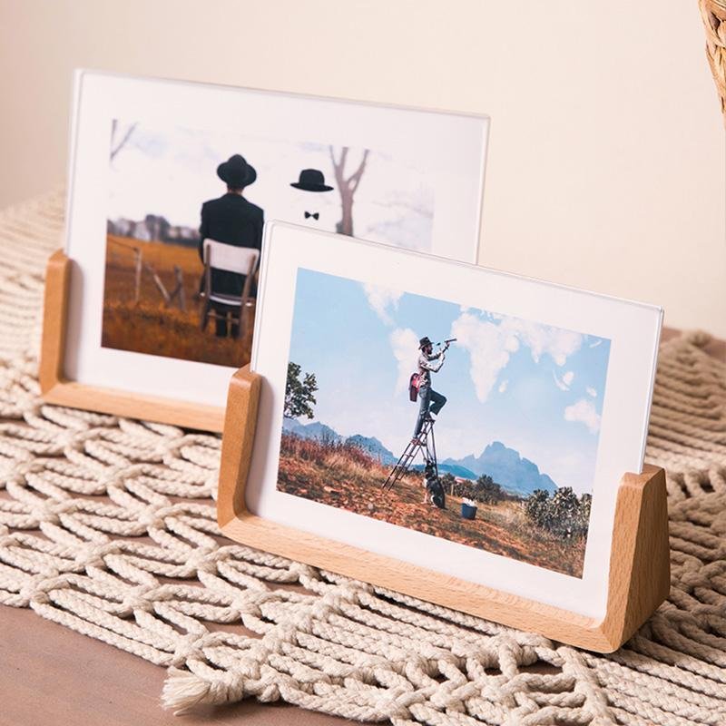 Rectangular Picture Frame 10 x 15 cm with Natural Wood Base – Elegant Photo Frame for Home Decor
