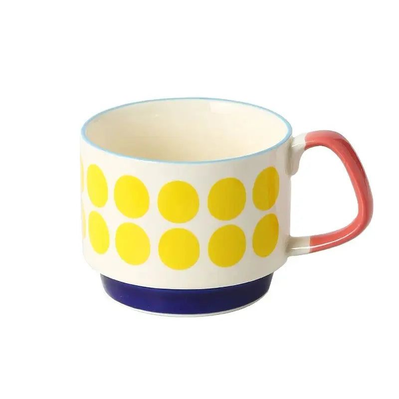Retro Ceramic Coffee Mug Set – 300ml Capacity with Unique 1950s Patterns – Dishwasher and Microwave Safe