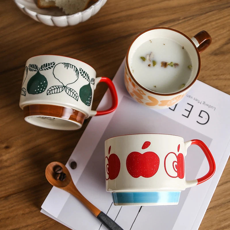 Retro Ceramic Coffee Mug Set – 300ml Capacity with Unique 1950s Patterns – Dishwasher and Microwave Safe